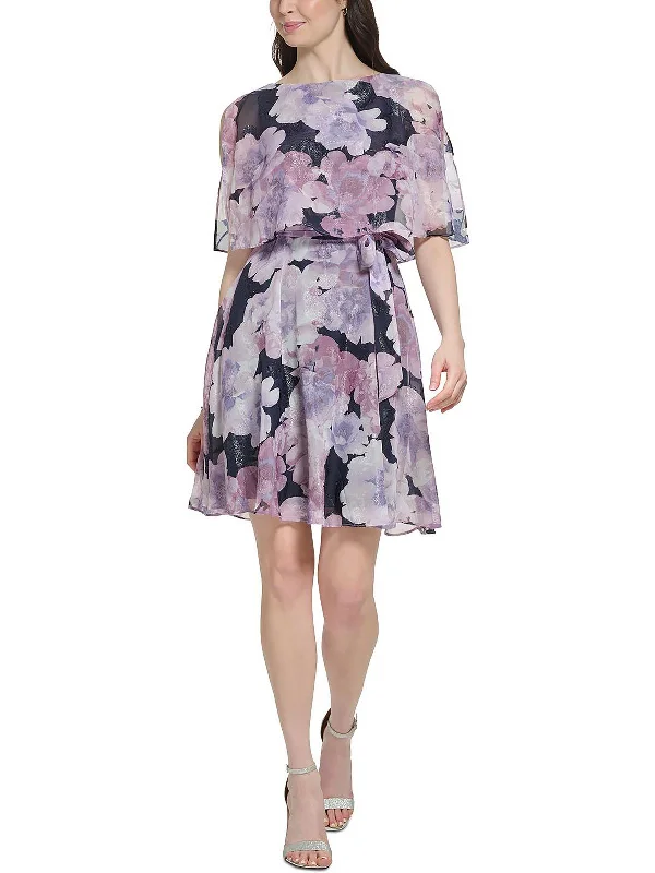 Womens Floral Print Short Fit & Flare Dress