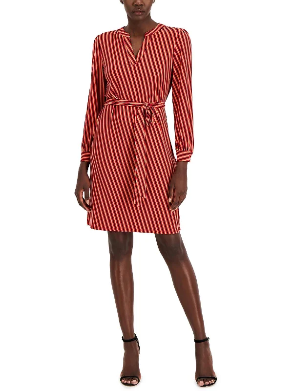 Womens Striped Above Knee Shirtdress