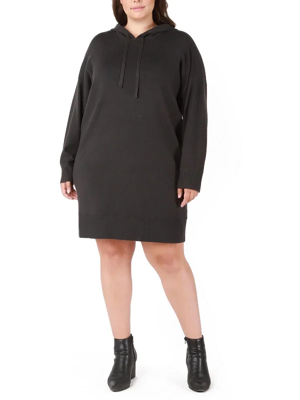 Plus Womens Knit Long Sleeves Sweaterdress