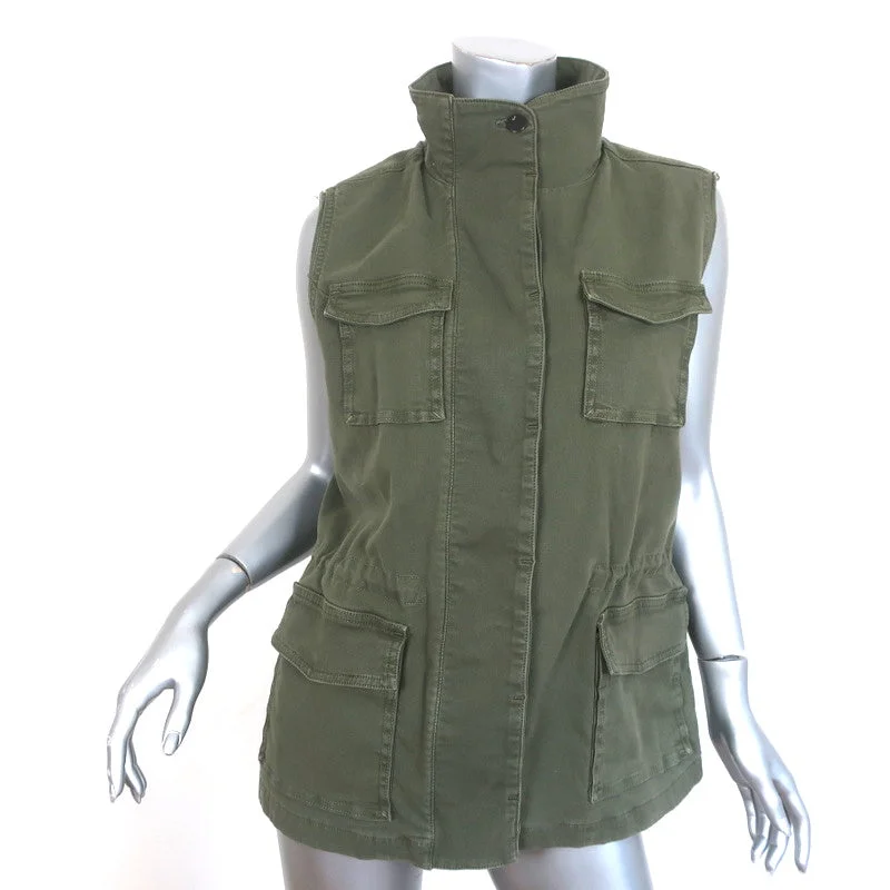 J Brand Arden Military Vest Jungle Green Stretch Cotton Size Medium