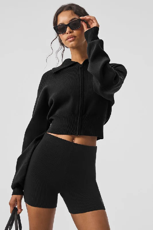 SCHOLAR KNIT CROPPED FULL ZIP JACKET