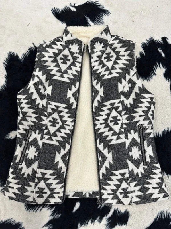 Women's Wool Blend Sherpa Lined Aztec Vest