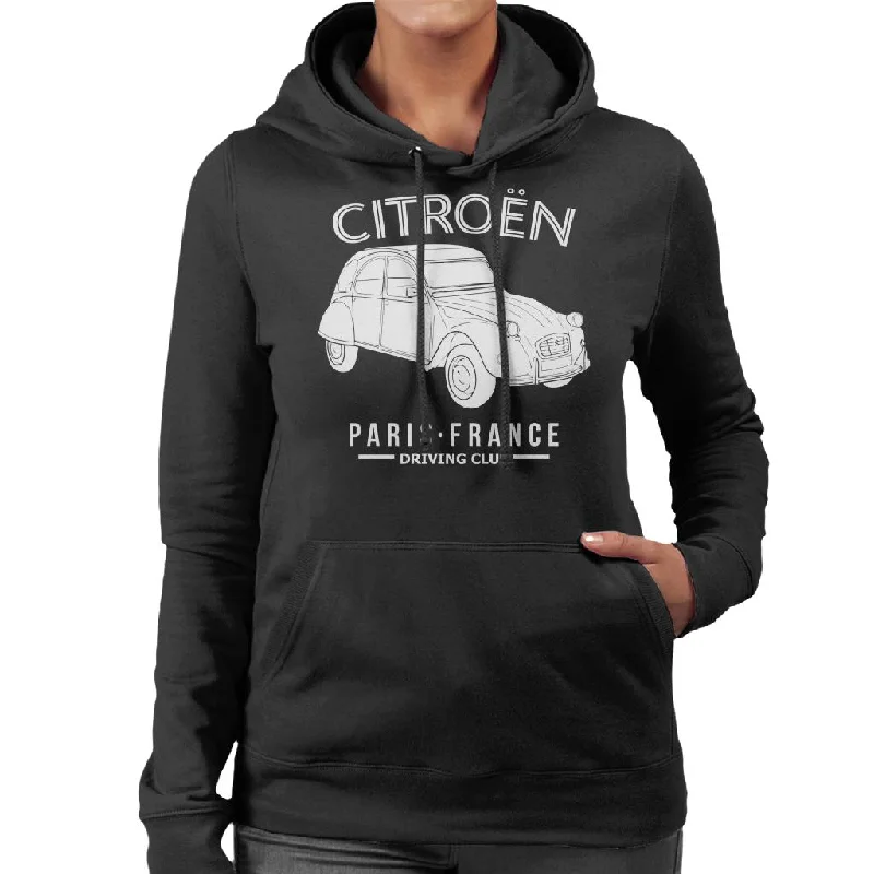 Citroën Driving Club White 2CV Paris France Women's Hooded Sweatshirt