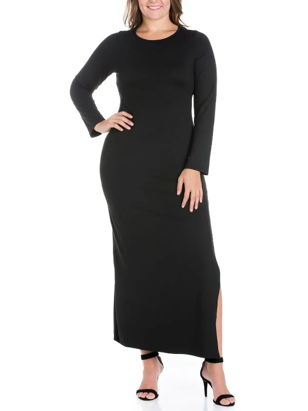 Plus Womens Side Slit Long Maxi Dress