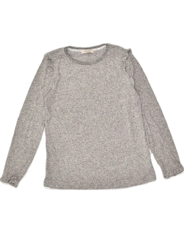 OASIS Womens Crew Neck Jumper Sweater UK 10 Small Grey Flecked Viscose