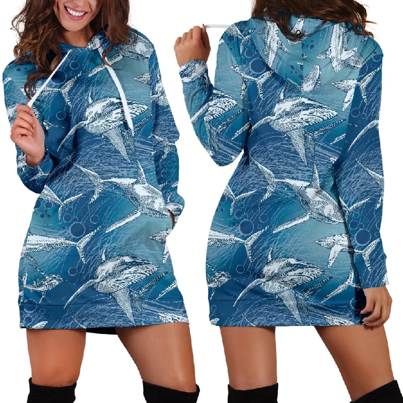 Shark Hand Drawn Women'S Hoodie Dress