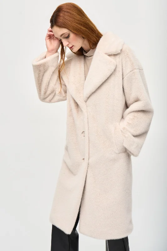 Joseph Ribkoff 243902 Cream (20) Faux Fur Straight Coat