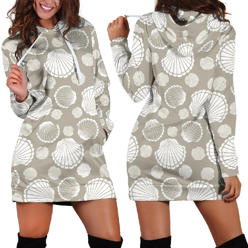 Scallop Shell Pattern Women'S Hoodie Dress