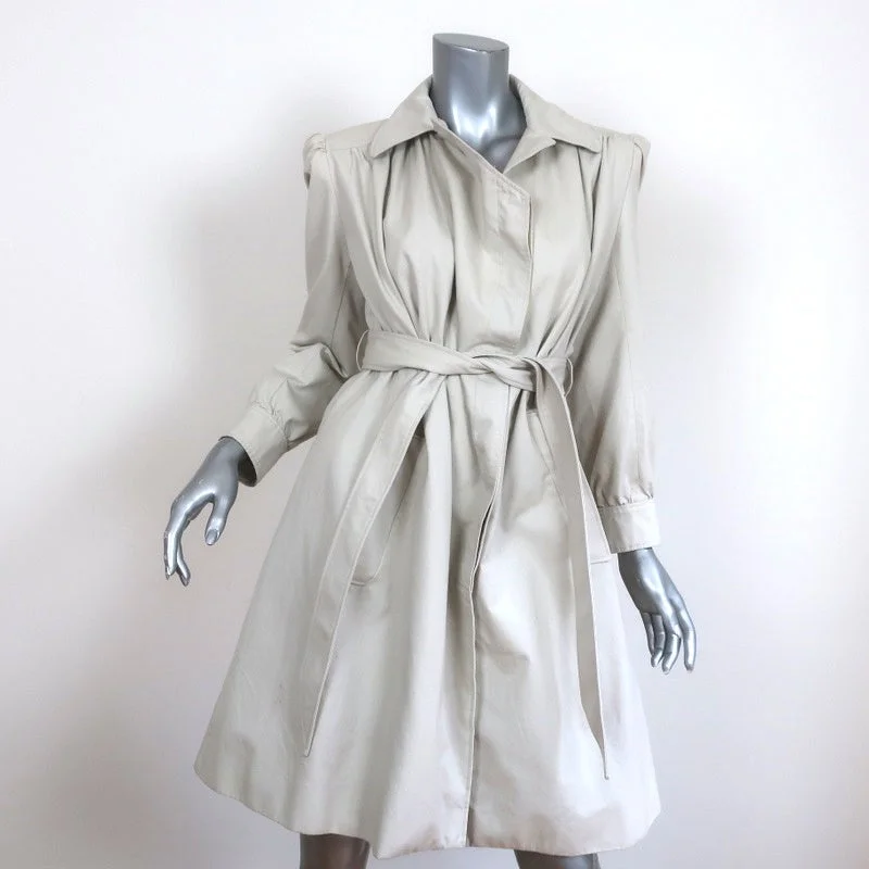 Balenciaga Pulled Puff Sleeve Coat Beige Cotton Size 34 Belted Jacket