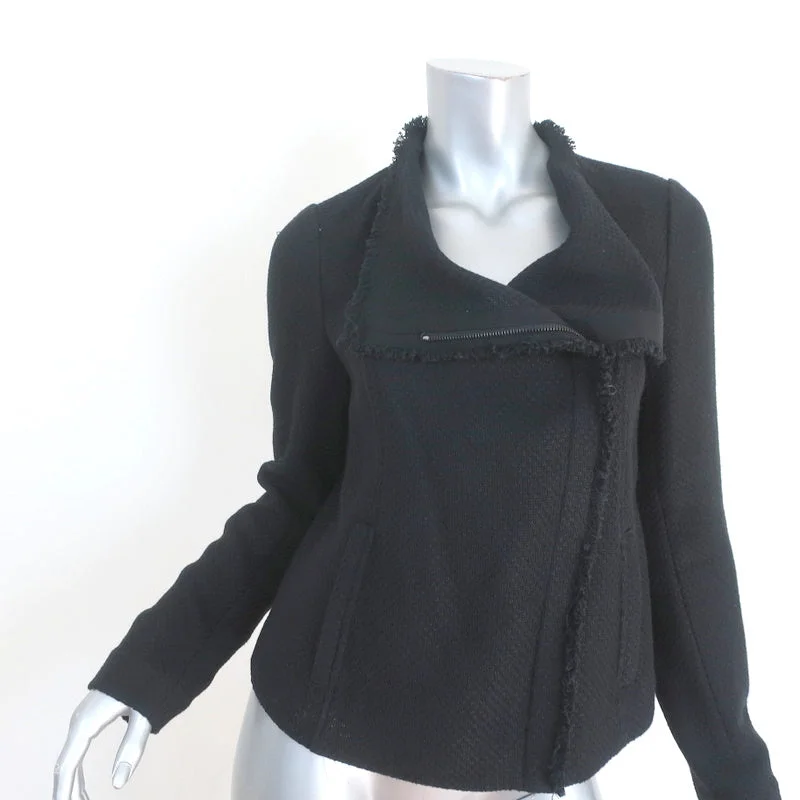 Vince Frayed Edge Scuba Jacket Black Tweed Size Medium