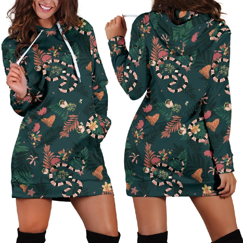 Snake Forest Pattern Women'S Hoodie Dress