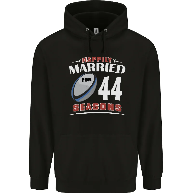 44 Year Wedding Anniversary 44th Rugby Mens 80% Cotton Hoodie