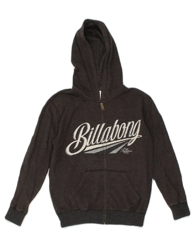 BILLABONG Womens Graphic Zip Hoodie Sweater UK 10 Small Black Cotton