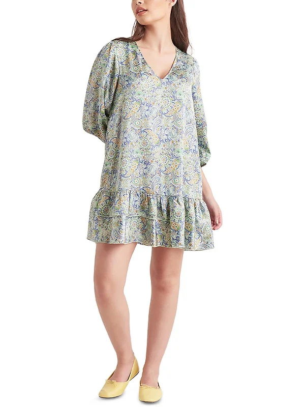 Womens Paisley V Neck Mini Dress