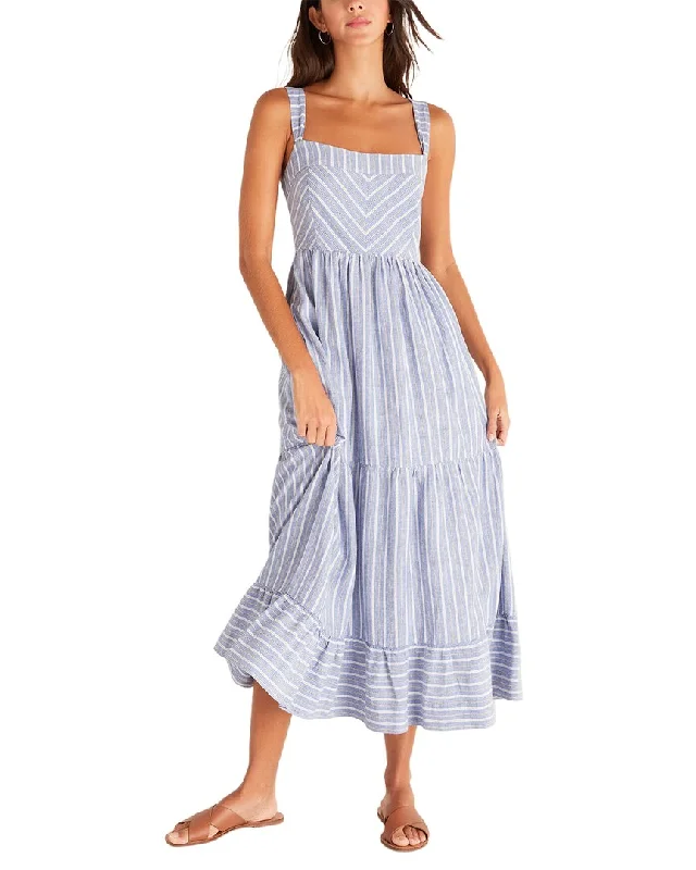 Z SUPPLY Ayla Striped Linen-Blend Midi Dress