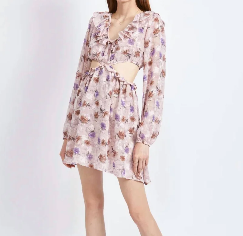 Brenna Cut Out Dress In Lilac