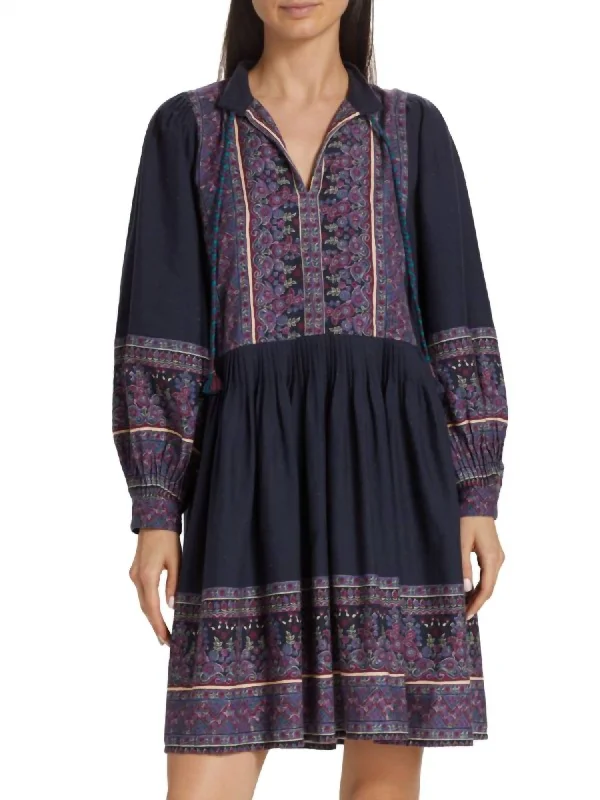 Adella Printed Tunic Dress In Iris