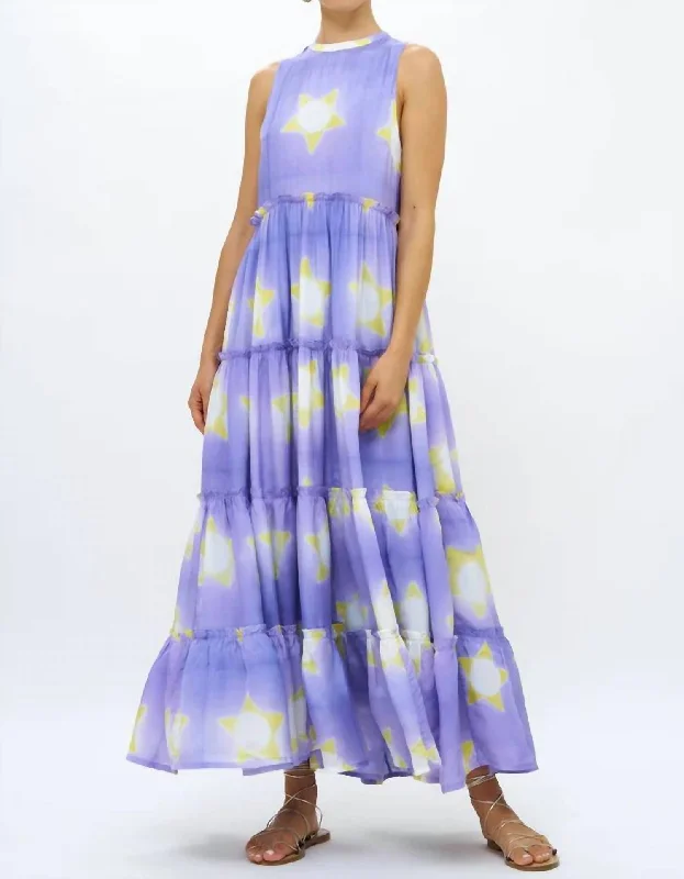 Ruffle Tiered Maxi Dress In Mela Peri