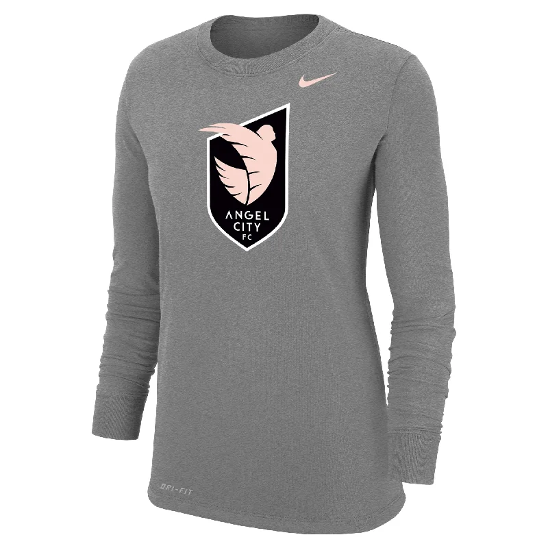 Angel City FC Nike Women's Dri-Fit Crest Long Sleeve Grey Tee-Shirt