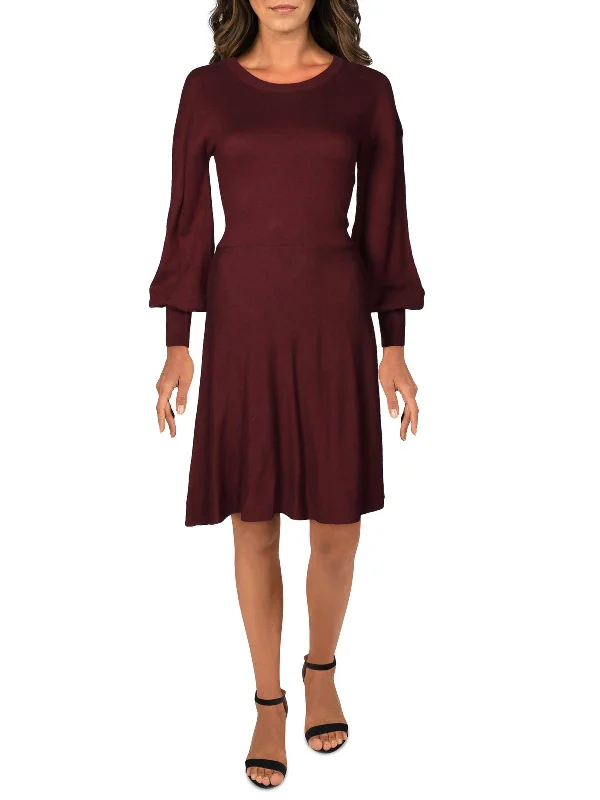 Womens Long Sleeve Sweater Fit & Flare Dress