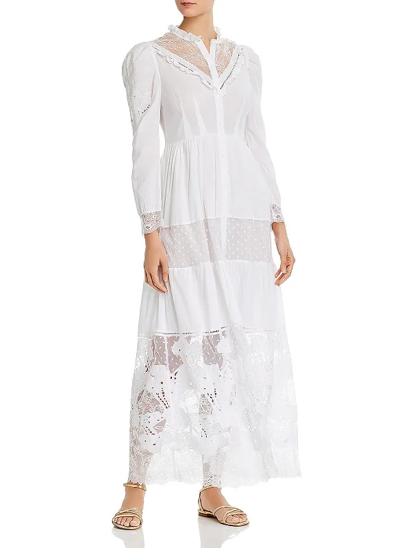 Adeona Womens Lace Long Shirtdress