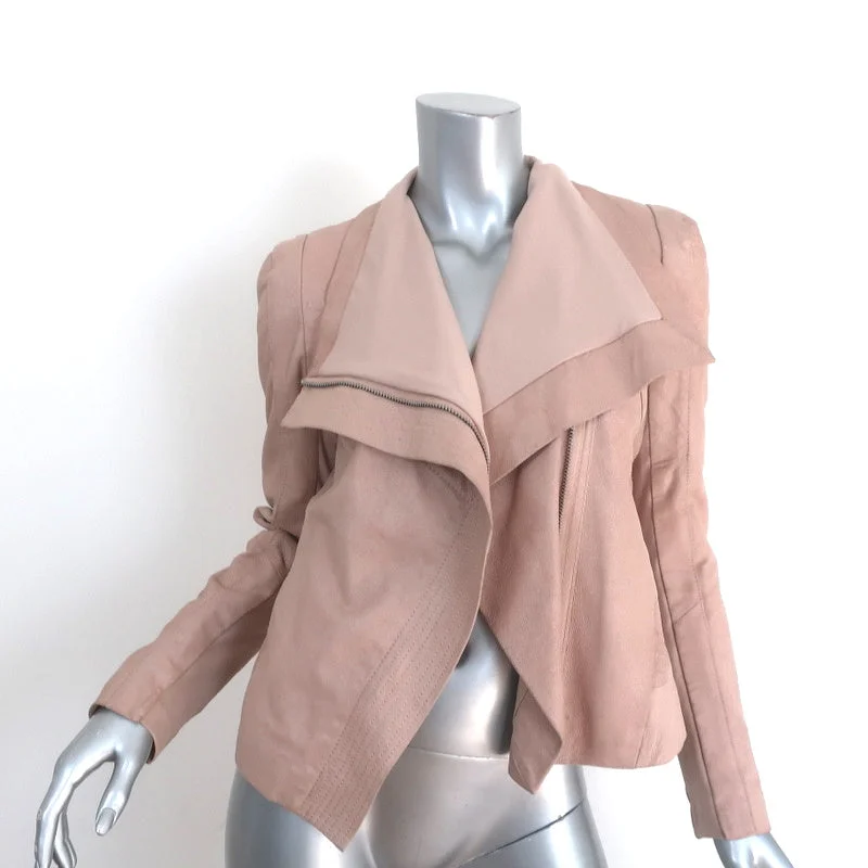 Maje Febbie Draped Leather Jacket Blush Size 38