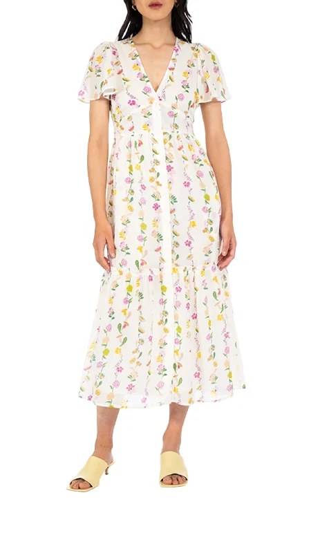 Lesly Dress In Off-White Floral