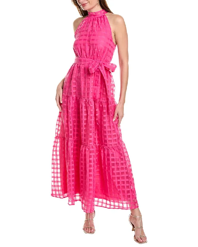 IPPONELLI  Organza Windowpane Maxi Dress