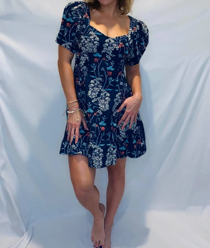 Opal Mini Dress In Denim Floral