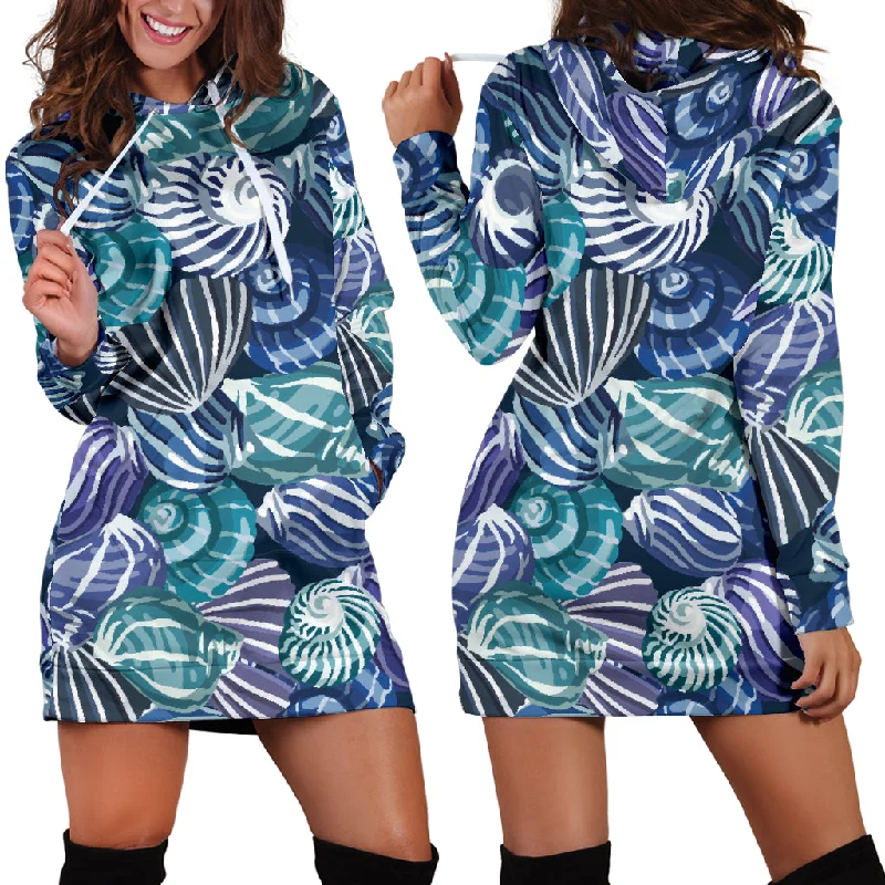 Shell Design Pattern Women'S Hoodie Dress