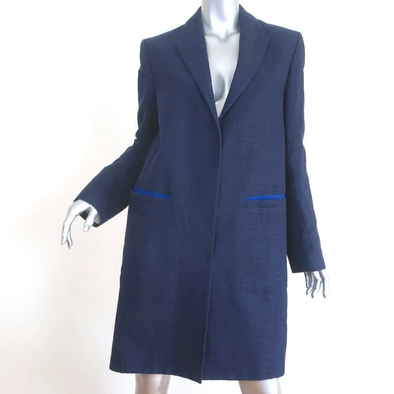 ACNE Studios Blair Coat Navy Canvas Size 38 Snap-Front Long Jacket