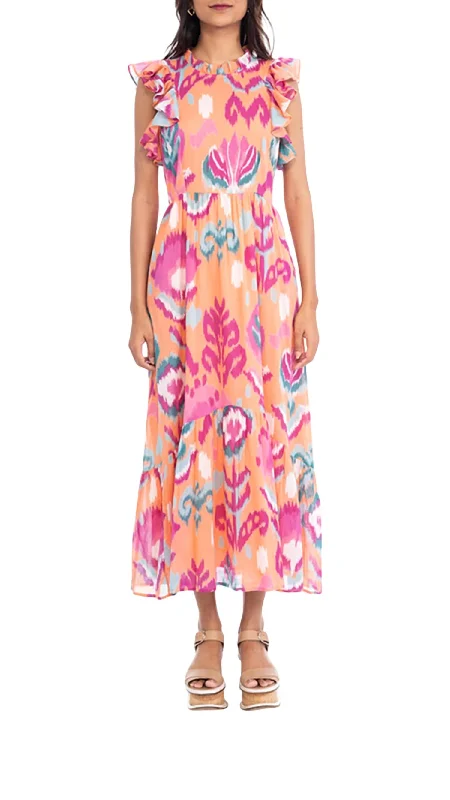 Hannah Dress In Ikat Floral Spice