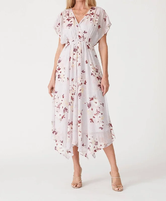 Reyna Floral Dress In Dusty Blush/white