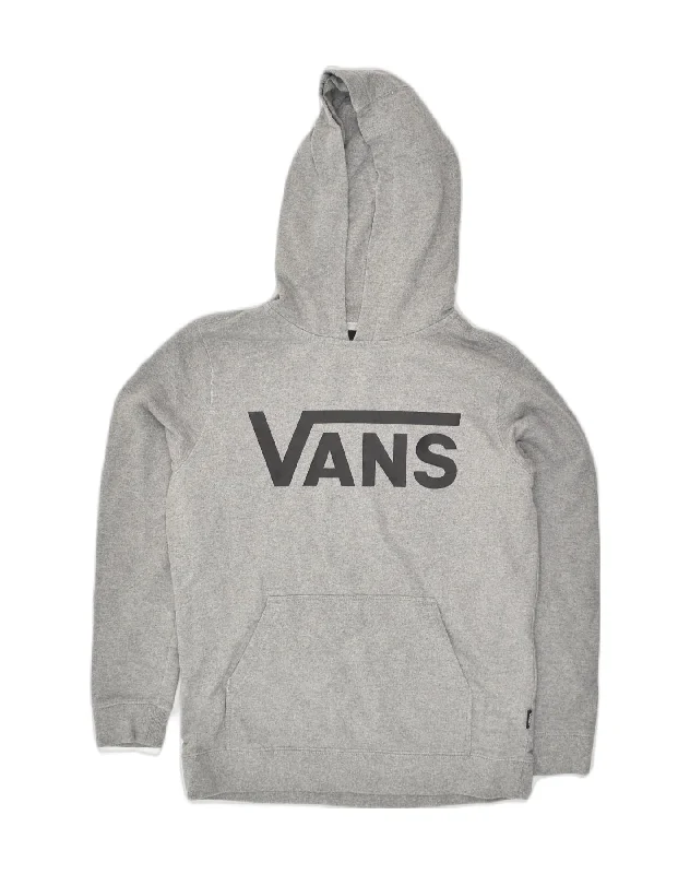 VANS Womens Graphic Hoodie Jumper UK 12 Medium Grey Cotton