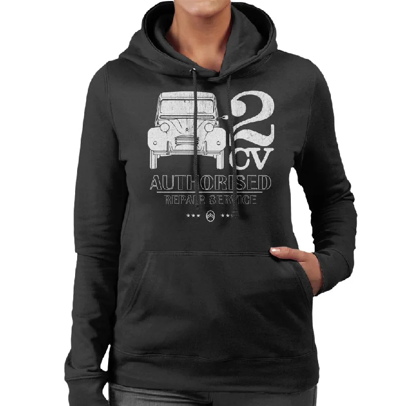 Citroën 2CV Authorised Repair Service White Logo Women's Hooded Sweatshirt