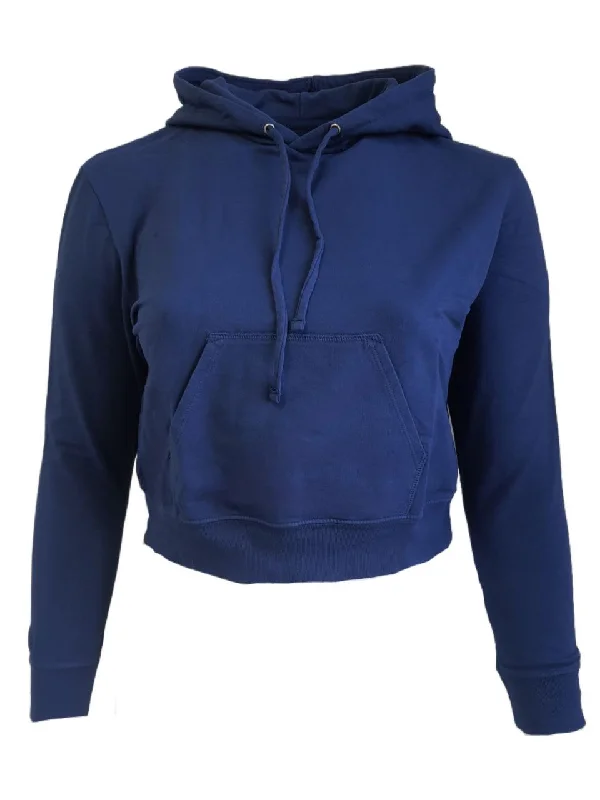 GOODLIFE Women's Blue Cropped Long Sleeve Hoodie #L4PH Large NWT