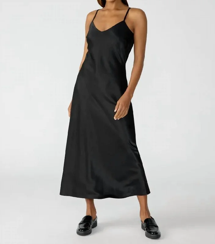 Slip Midi Dress In Black