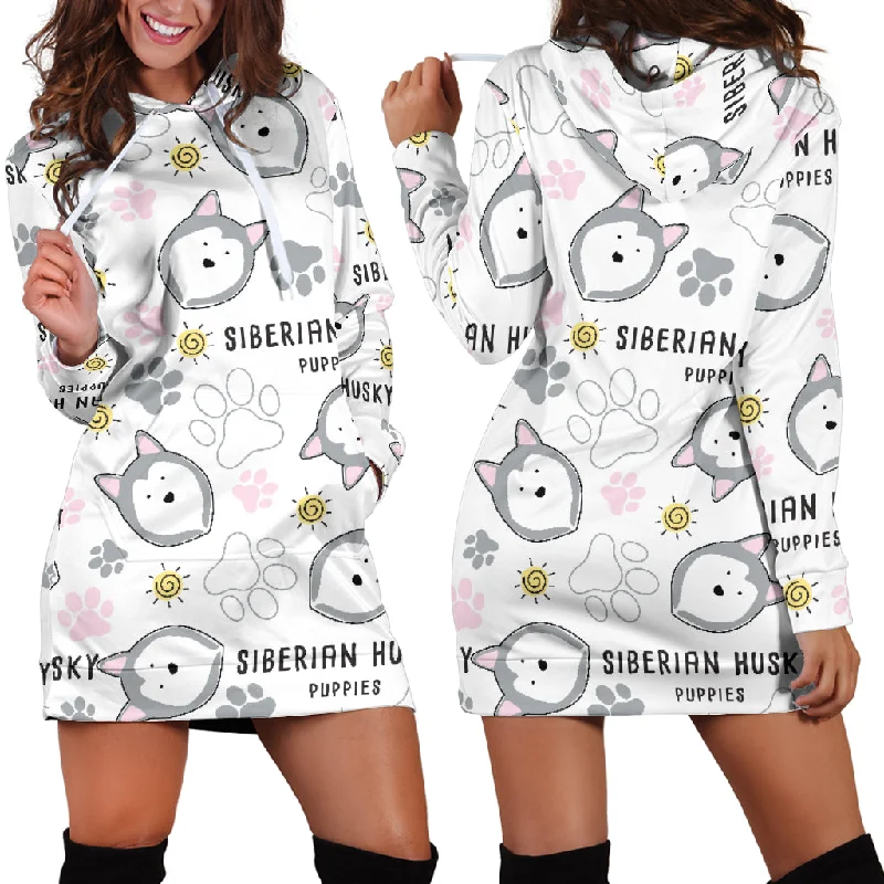 Siberian Husky Design Pattern Women'S Hoodie Dress