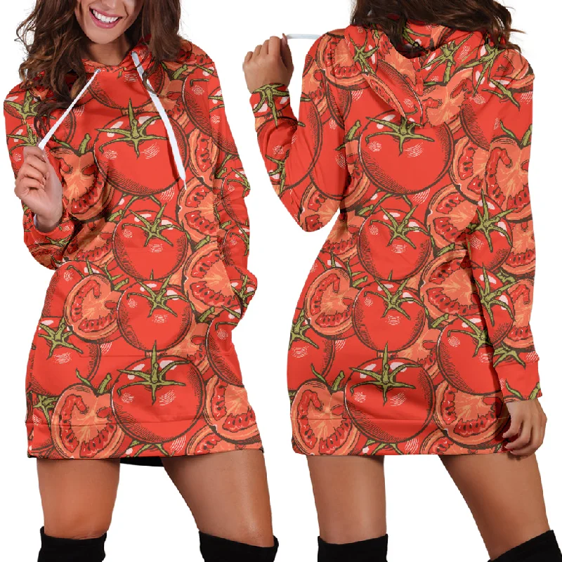 Red Tomato Pattern Women'S Hoodie Dress