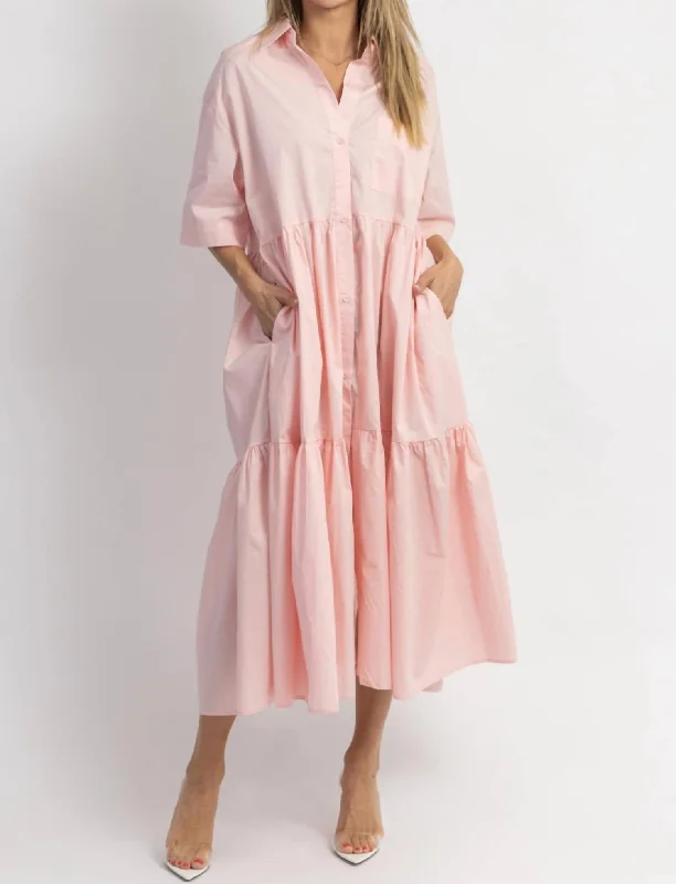 Not A Cloud Tiered Dress In Baby Pink