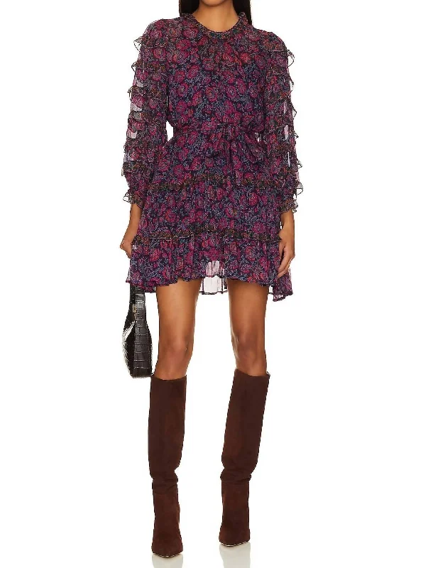 Rosalia Mini Dress In Bordeaux Floral