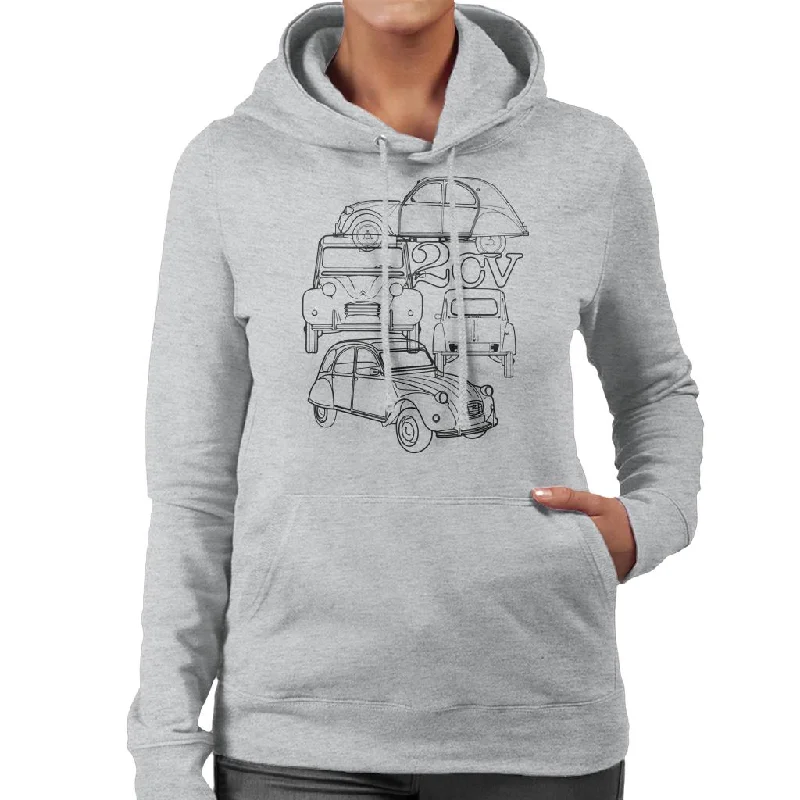 Citroën 2CV Black Angle Montage Women's Hooded Sweatshirt