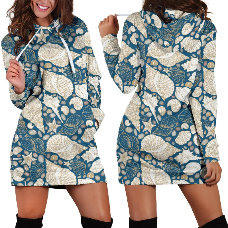 Shell Polynesian Tribal Design Pattern Women'S Hoodie Dress