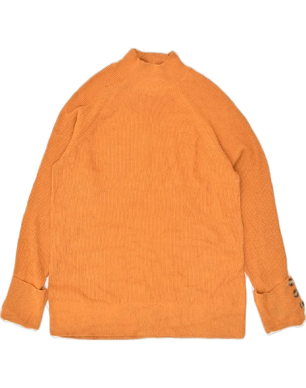 MICHAEL KORS Womens Turtle Neck Jumper Sweater UK 16 Large Orange Cotton