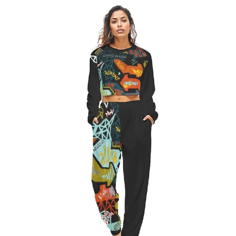 GRAFFITI GOD Crop Sweatshirt Set