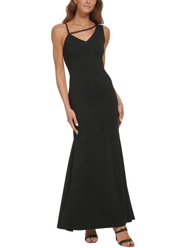 Womens Crepe Chain Evening Dress