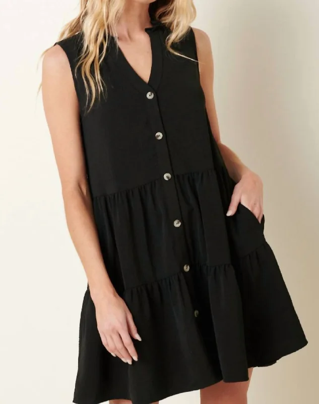 Taylor Button Dress In Black