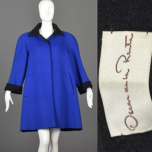 1980s Oscar de la Renta Royal Blue Swing Coat