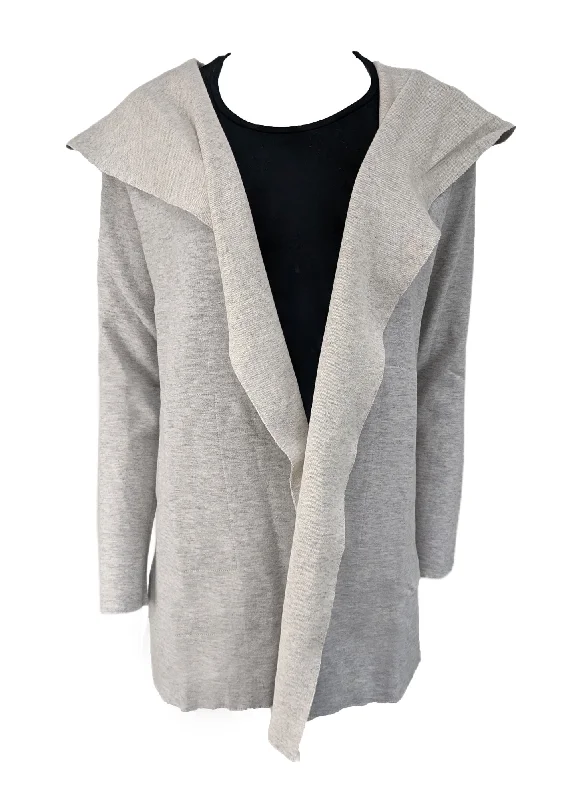 Majestic Filatures Women's Grey Heather Hooded Open Cardigan NWT