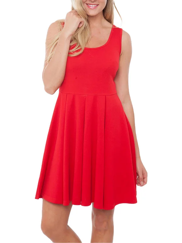 Womens Pleated Mini Fit & Flare Dress